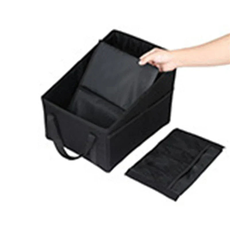 High-Capacity Car Trunk Storage Organizer Box Black-0