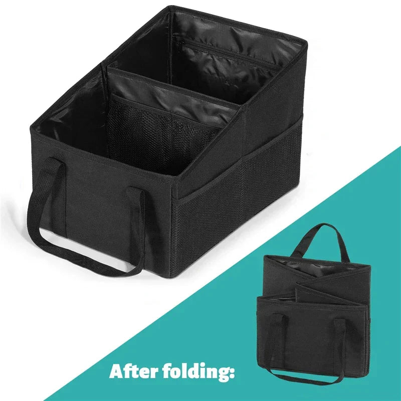 High-Capacity Car Trunk Storage Organizer Box Black-1